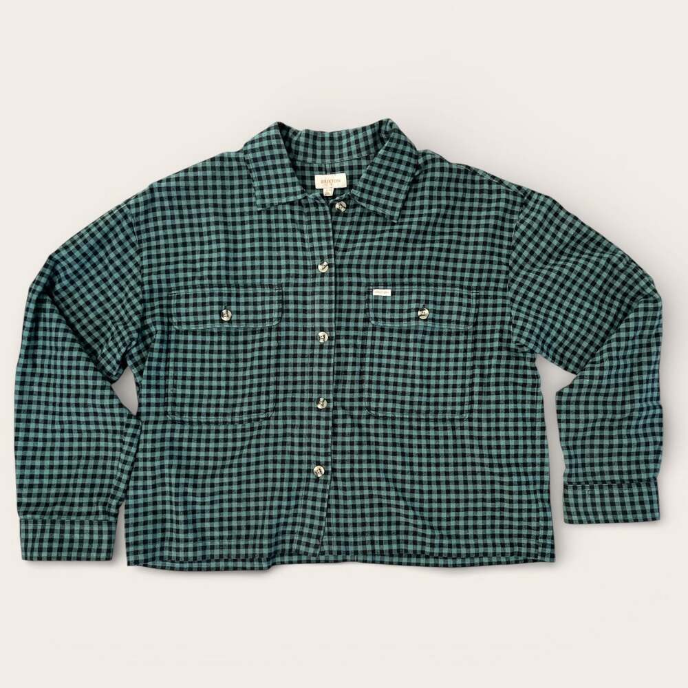 Brixton Women's Bowery L/S Flannel Shirt in Silver Pine Check